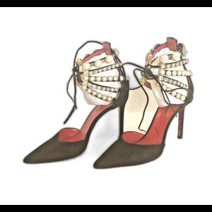 Cesare Paciotti Camoscio Phard  Heels Gold Sword Size 38.5 MSRP $1595.00